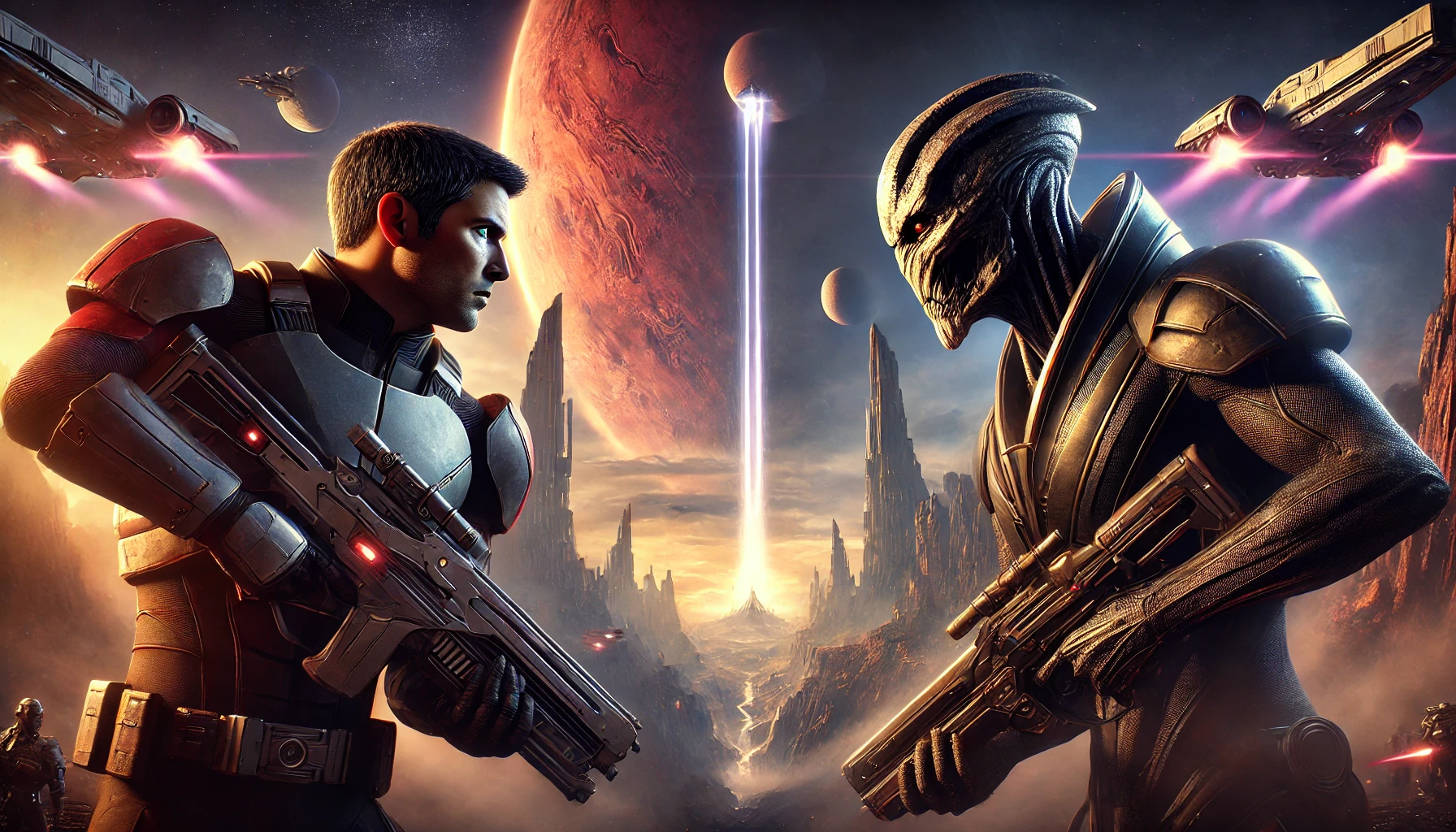 Human soldier facing alien opponent - The Reforged Universe